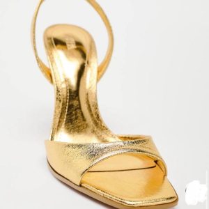 Ankle Gold Metallic Strap Heel