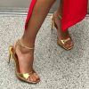 Ankle Gold Metallic Strap Heel