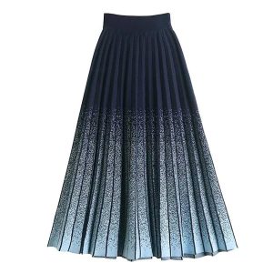Women Fashion Gtadient Pleated Skirt