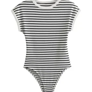 Luxury Striped Cap Sleeve Bodysuit