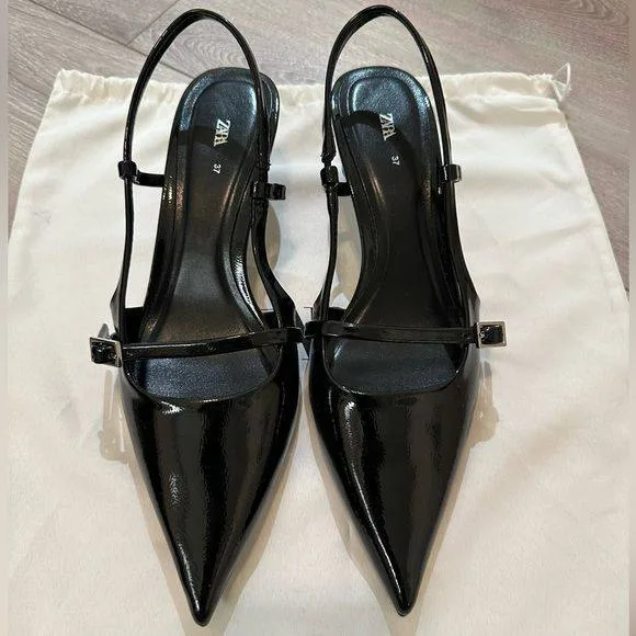 Pointed Toe Slingback Kitten Heel