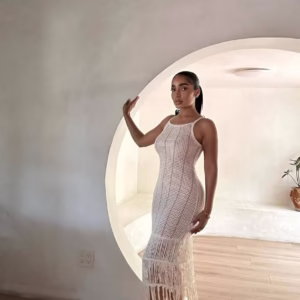 Knitted Tassel Beach Dress