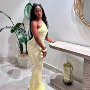 Knitted Hollow Halter Dress