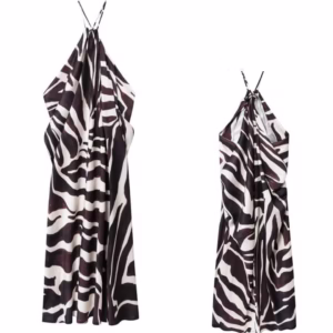 Backless Halterneck Print Dress