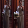 HalterNeck Pleated Backless Dress