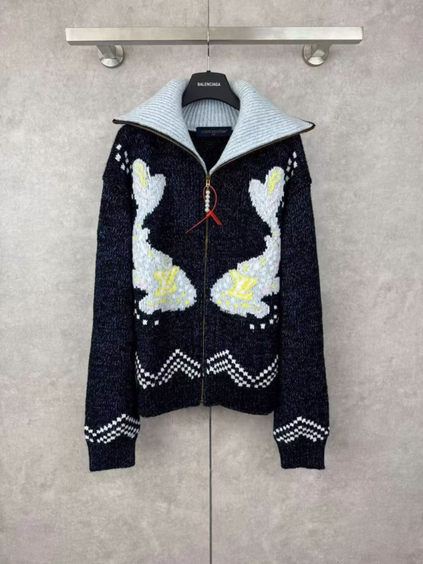 LV Knit Bunny Zip Cardigan