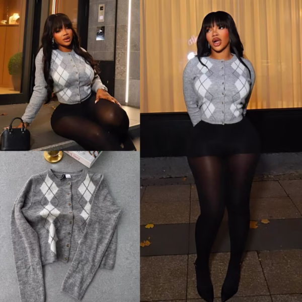 Argyle Wool-Blend Cardigan