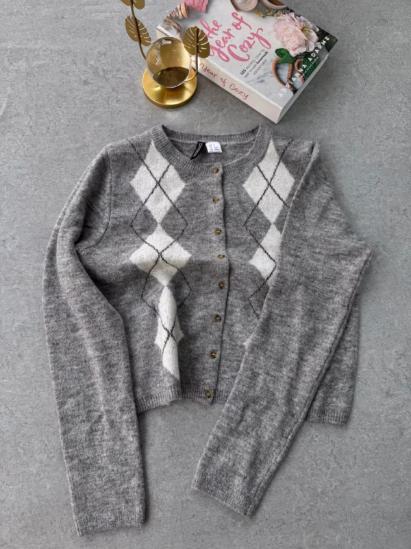 Argyle Wool-Blend Cardigan