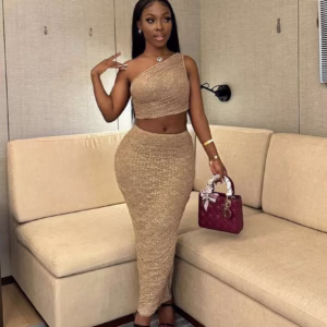 Glittery Pleated skirt set