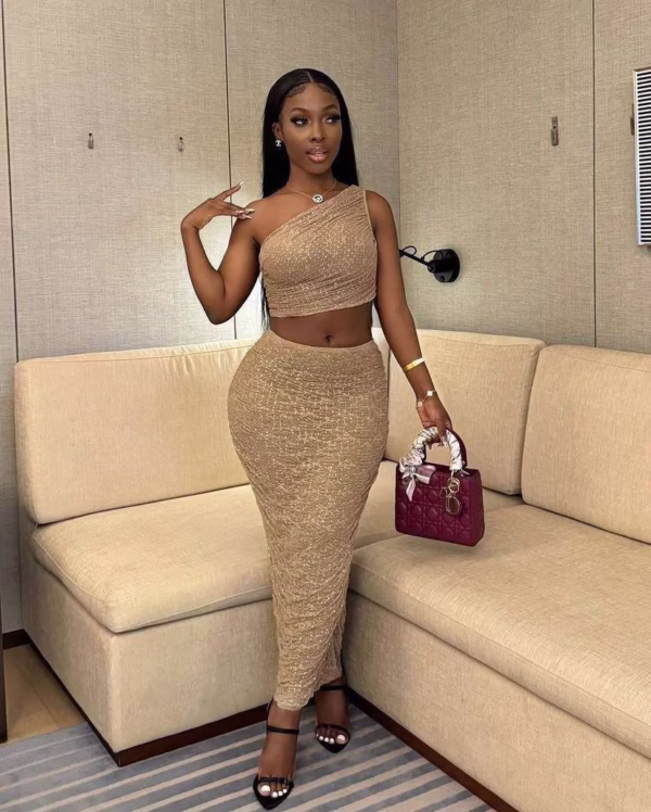 Glittery Pleated skirt set