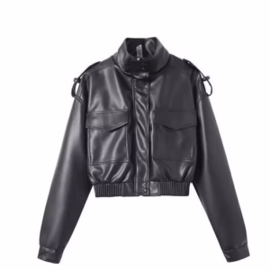 Urban Luxe Cropped Leather Utility Jacket