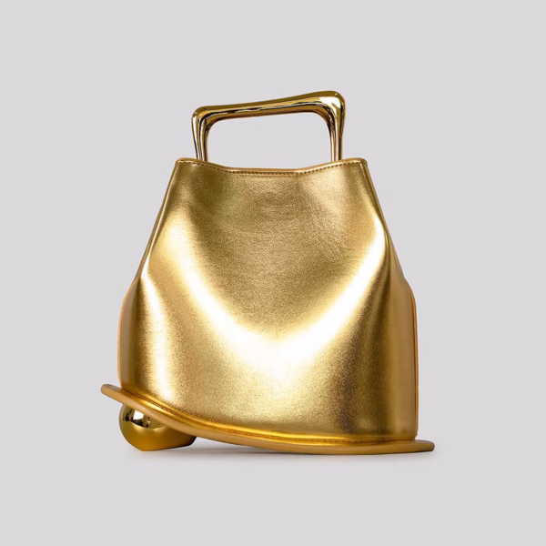 Luxury bucket tote bag with Gold Metal Handle
