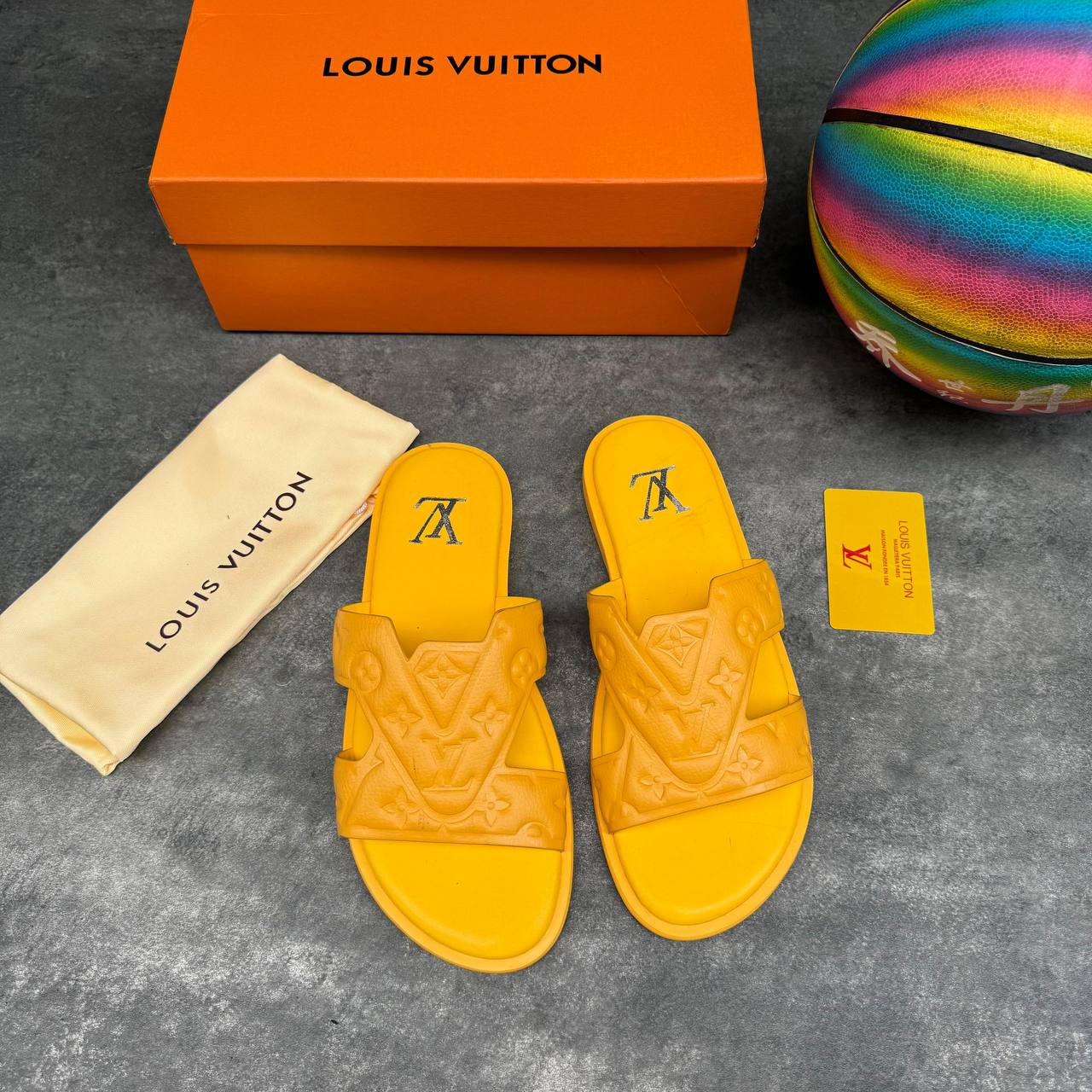 Louis Vuitton Leather Palm Slide Sandals