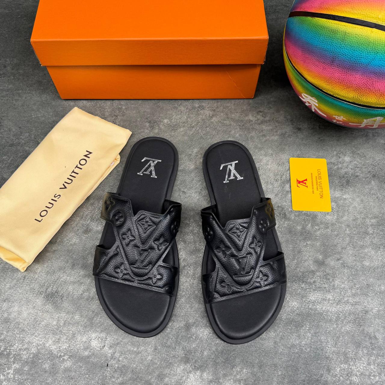 Louis Vuitton Leather Palm Slide Sandals