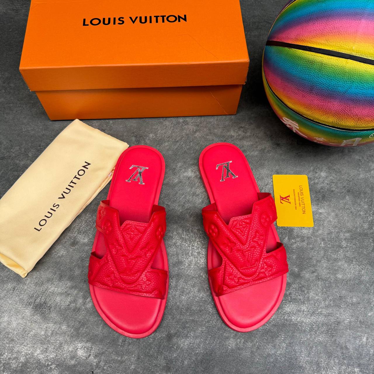 Louis Vuitton Leather Palm Slide Sandals
