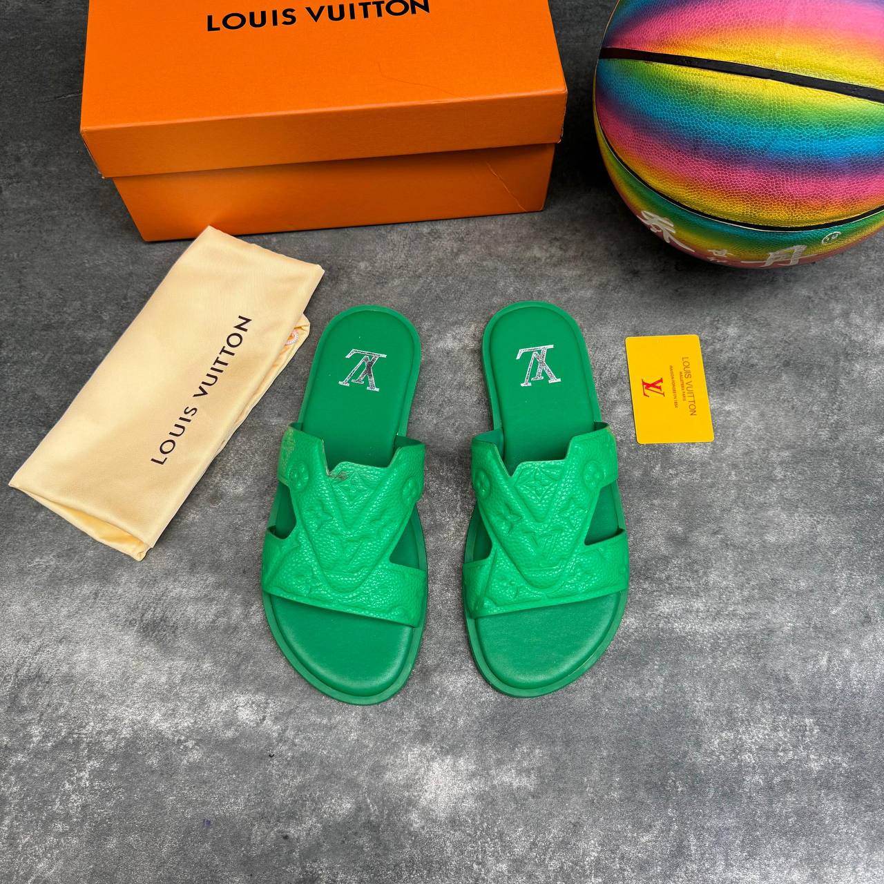 Louis Vuitton Leather Palm Slide Sandals