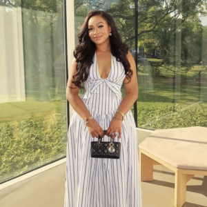Backless Striped Flare Dress