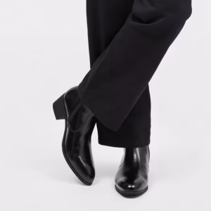 Black Heeled Leather Ankle Boots