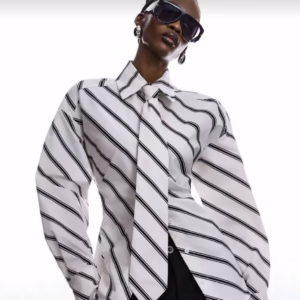 Striped Tie-Waist Shirt