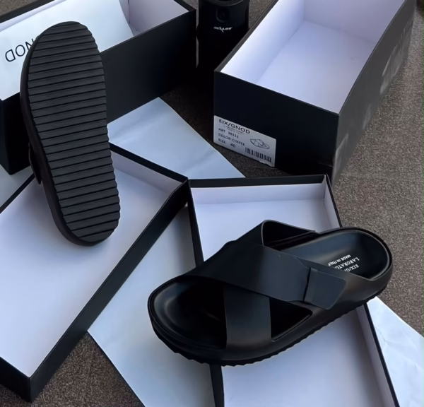 Cross-Strap Slide Sandals