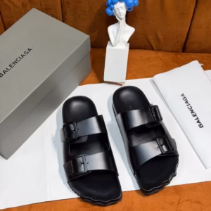 Balenciaga Double-Buckle Comfort Slides